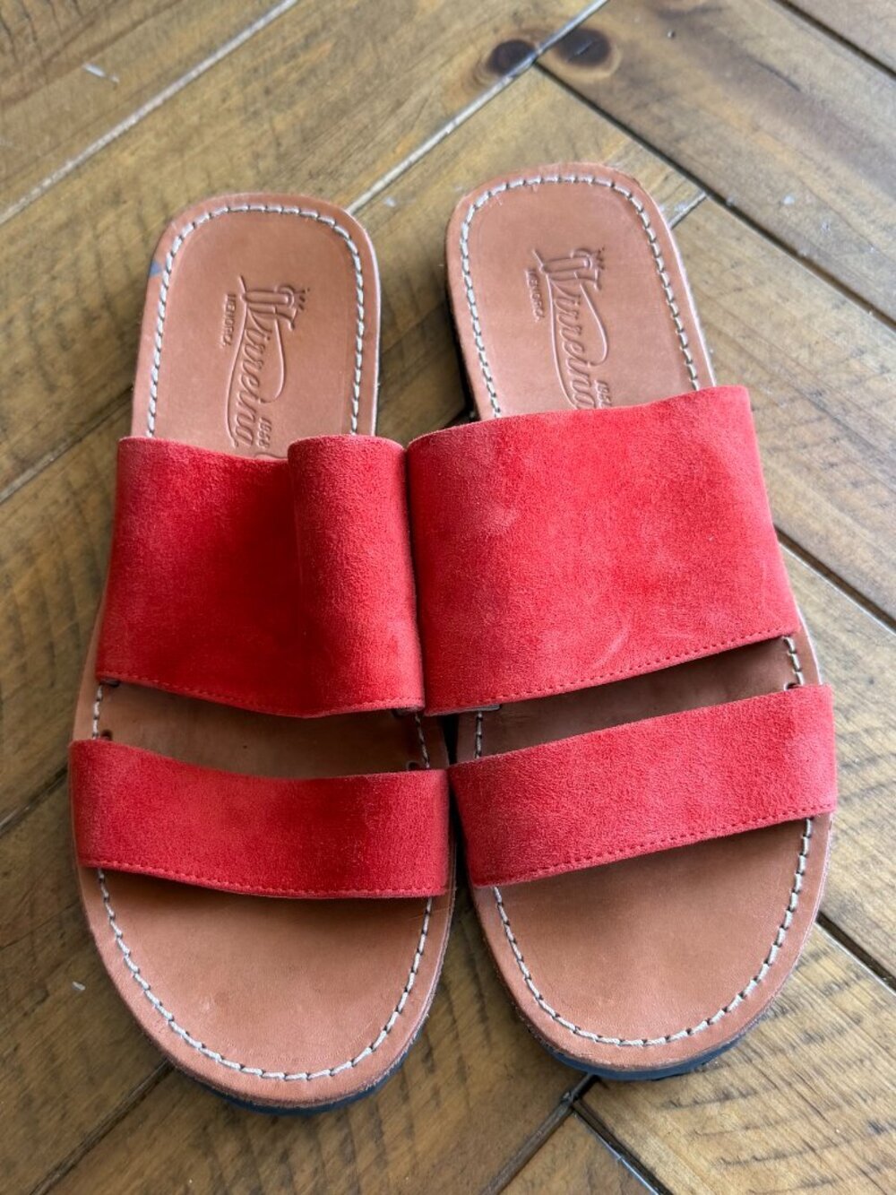 ORANGE SUEDE AND LEATHER ITALIAN SANDALS SIZE 39